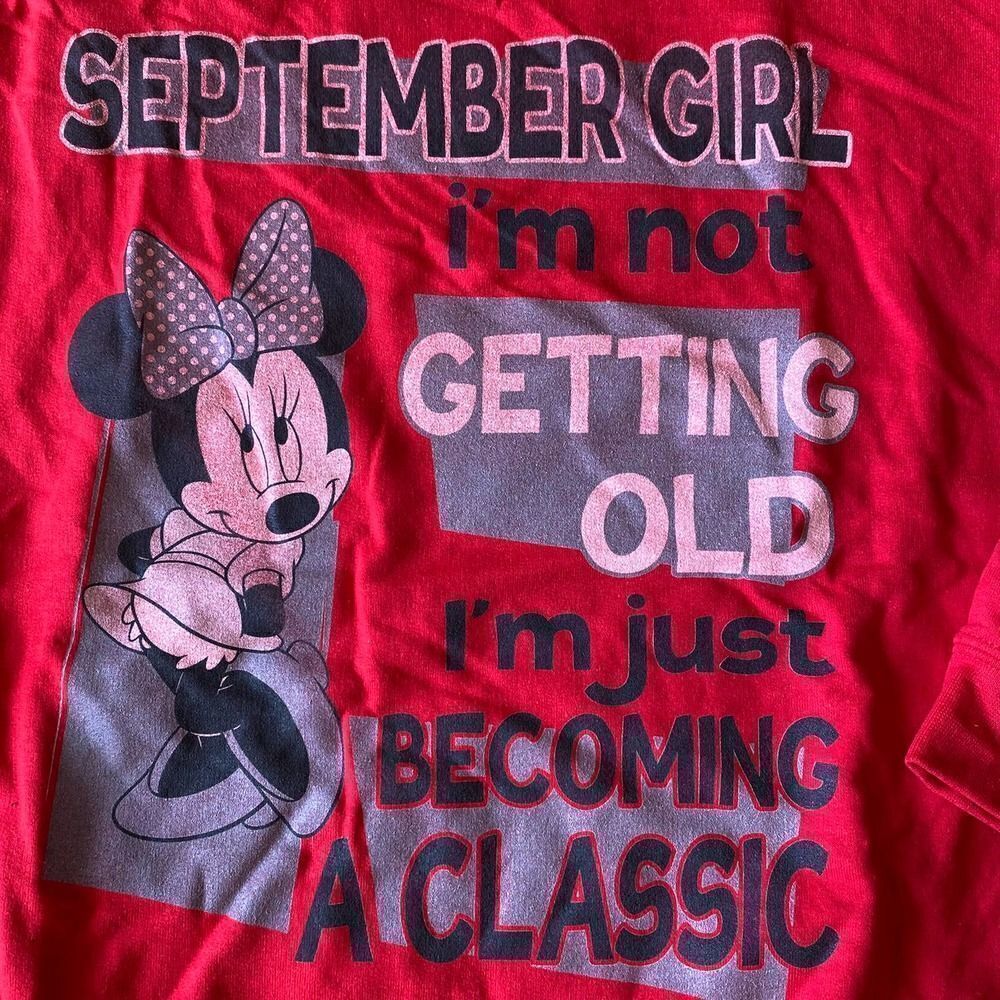September Birthday Minnie Mouse Classic Crewneck Sweatshirt Red XL